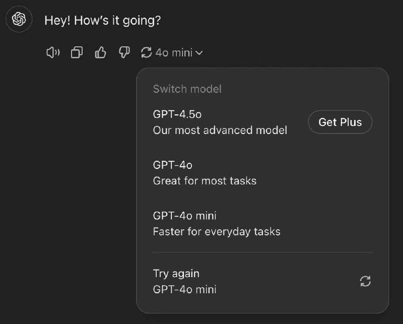 ChatGPT部分用户可用GPT-4.5o模型📮 热点投稿 @ZaiHuabot🧧 双11活动整理 m.fanli.me
