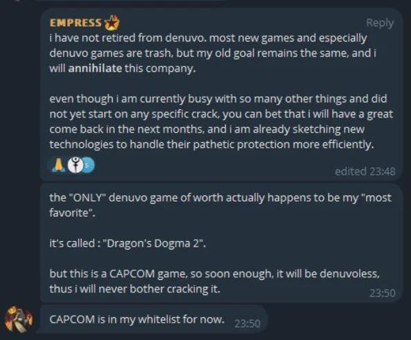 黑客女皇宣布回归，自称将制作游戏「让玩家忘掉D加密游戏」著名黑客女皇(Empress)宣布回归，并称她正在制作网络游戏，将「让玩家忘记D加密游戏」